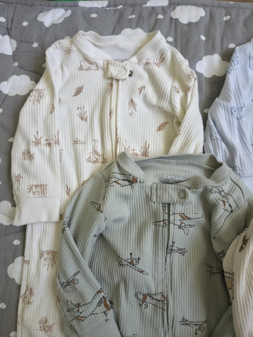Carter's Ribbed Zip Footed One-Piece Sleepers Baby Boy Size 9M
